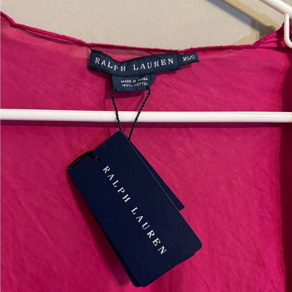 NWT Ralph Lauren Fuchsia Lightweight Open Draped Embroidered Cardigan Sweater - Picture 4 of 9